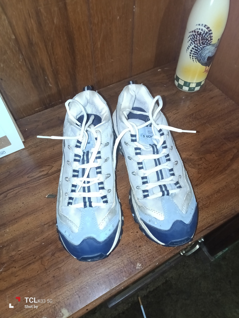 Skechers Women's White and Navy Athletic Sneakers